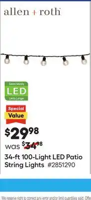 Lowe's 34-ft 100-light led patio string lights offer