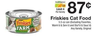 The Fresh Grocer Friskies cat food offer