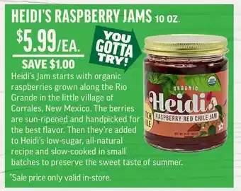 Central Market Heidi's Raspberry Jams offer