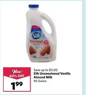 Grocery Outlet Silk Unsweetened Vanilla Almond Milk 96 Ounce offer