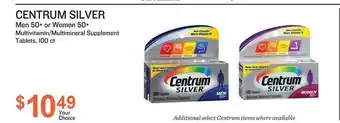 Health Mart Centrum Silver Men 50+ Or Women 50+ Multivitamin-Multimineral Supplement Tablets, 100 Ct offer