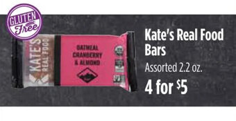 Harmons Kate's Real Food Bars offer