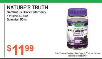 Nature's Truth Sambucus Black Elderberry + Vitamin C, Zinc Gummies, 50 Ct