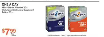 Health Mart One A Day Men's 50+ Or Women's 50+ Multivitamin-Multimineral Supplement Tablets, 65 Ct offer