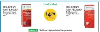 Children's Pain & Fever Suspension Liquid For Ages 2 To 11 Years 4 Oz Or Children's Pain Reliever Oral Suspension For Ages 2 