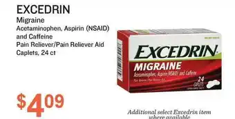 Health Mart Excedrin Migraine Acetaminophen, Aspirin (NSAID) And Caffeine Pain Reliever-Pain Reliever Aid Caplets, 24 Ct offer