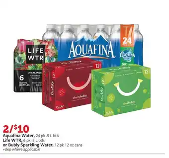 Fareway Aquafina Water, Life Wtr, Or Bubly Sparkling Water offer