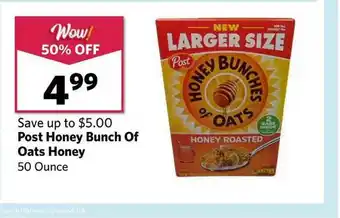 Grocery Outlet Post Honey Bunch Of Oats Honey 50 Ounce offer