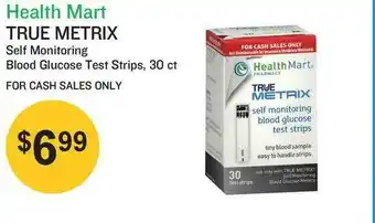 Health Mart True Metrix Self Monitoring Blood Glucose Test Strips, 30 Ct