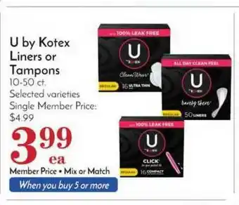 Pavilions U By Kotex Liners Or Tampons offer