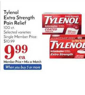 Pavilions Tylenol Extra Strength Pain Relief offer