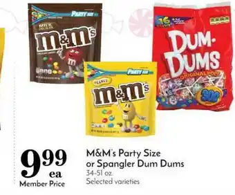 Pavilions M&M's Party Size Or Spangler Dum Dums offer