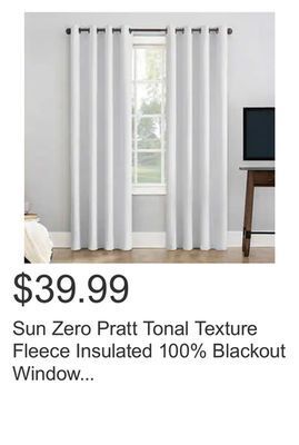 Costco Sun zero pratt tonal texture fleece insulated 100% blackout window curtains, 2-pack offer