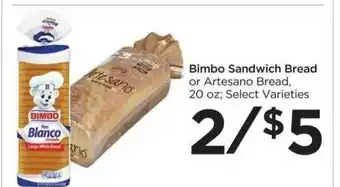 Food 4 Less Bimbo Sandwich Bread Or Artesano Bread offer
