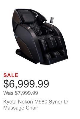 Costco Kyota nokori m980 syner-d massage chair offer