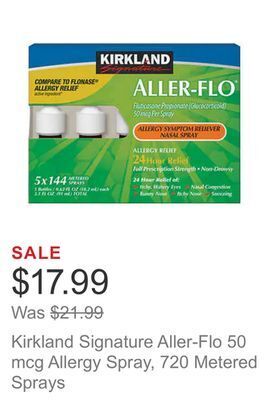 Costco Kirkland signature aller-flo 50 mcg allergy spray, 720 metered sprays offer