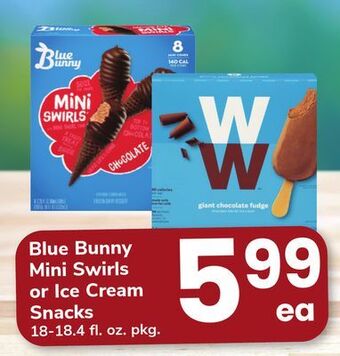 ACME Blue bunny mini swirls or ice cream snacks offer