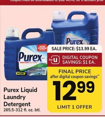 ACME Purex liquid laundry detergent offer