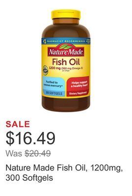 Costco Nature made fish oil, 1200mg, 300 softgels offer