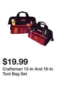 Kmart Craftsman 13-in and 18-in tool bag set offer