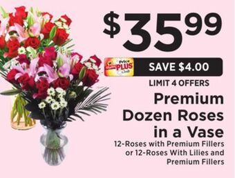 ShopRite Premium dozen roses in a vase offer