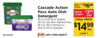 ShopRite Action pacs auto dish detergent offer
