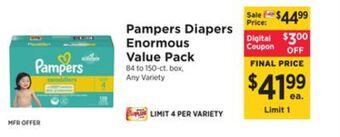 ShopRite Diapers enormous value pack offer