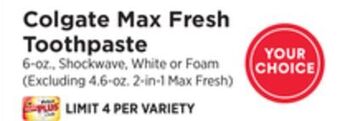 ShopRite Max fresh toothpaste offer