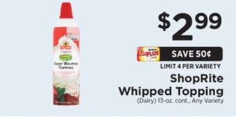 ShopRite Whipped topping offer