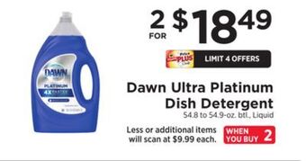 ShopRite Ultra platinum dish detergent offer