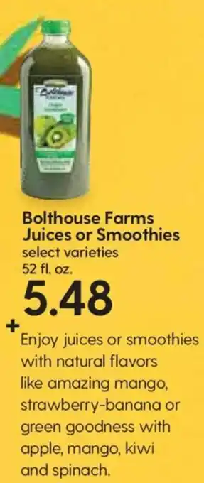 Hy-Vee Bolthouse Farms Juices Or Smoothies 52 oz offer