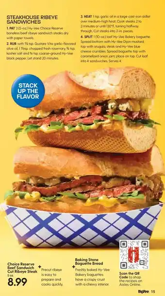 Hy-Vee Choice Reserve Beef Sandwich Cut Ribeye Steak 5 oz offer