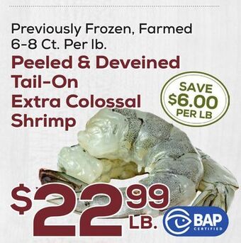 DeCicco & Sons Peeled & deveined tail-on extra colossal shrimp offer