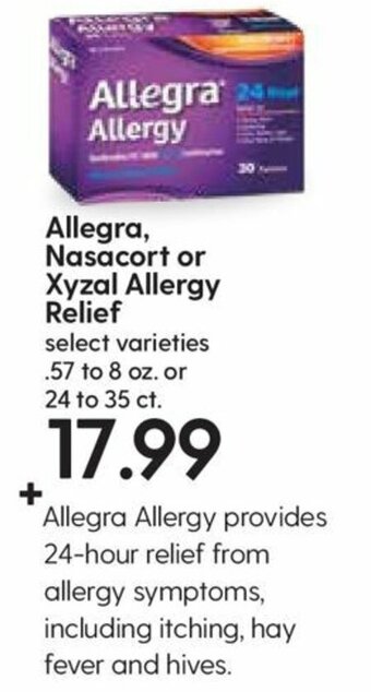 Hy-Vee Allegra Nasacort Or Xyzal Allergy Relief offer