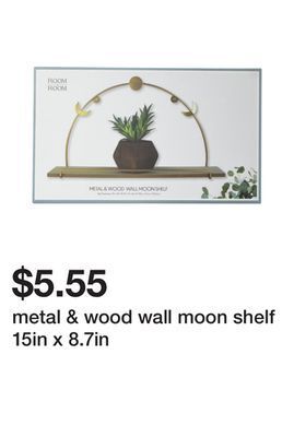 Five Below Metal & wood wall moon shelf 15in x 8.7in offer