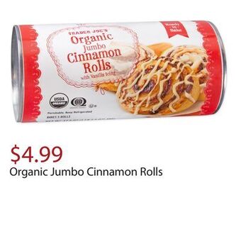 Trader Joe's Organic jumbo cinnamon rolls offer