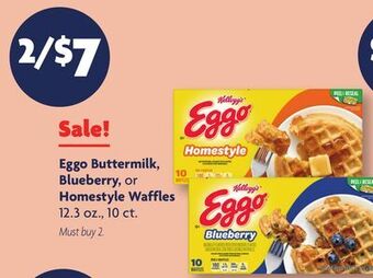Family Dollar Eggo buttermilk, blueberry, or homestyle waffles offer