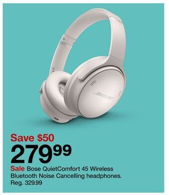 Target Bose quietcomfort 45 wireless bluetooth noise cancelling headphones offer