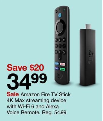 Target Amazon fire tv stick 4k max streaming device with wi - fi 6 and alexa voice remote offer