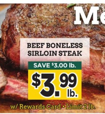 Dearborn Market Beef boneless sirloin steak offer