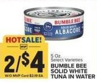Food Lion BUMBLE BEE SOLID WHITE TUNA IN WATER offer