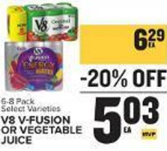 Food Lion V8 V-FUSION Or VEGETABLE JUICE offer