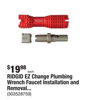 The Home Depot Ridgid ez change plumbing wrench faucet installation and removal tool offer