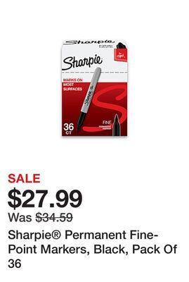 Office Depot Sharpie® permanent fine-point markers, black, pack of 36 offer