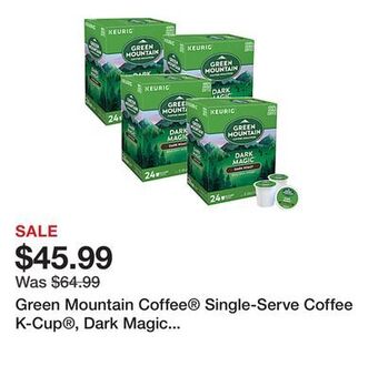 Office Depot Green mountain coffee® single-serve coffee k-cup®, dark magic extra-bold, 24 per box, carton of 4 boxes offer