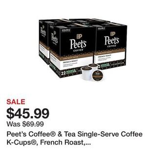 Office Depot Peet's coffee® & tea single-serve coffee k-cups®, french roast, carton of 4 cups, box of 24 cartons offer