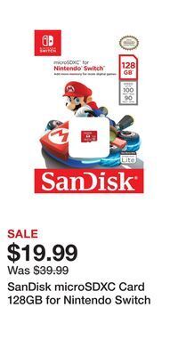 Game Stop Sandisk microsdxc card 128gb for nintendo switch offer