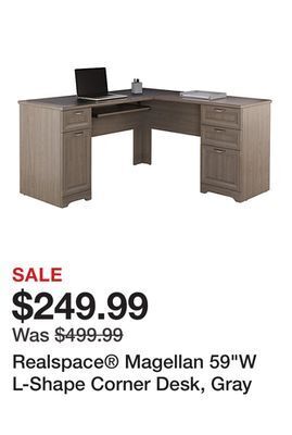 Office Depot Realspace® magellan 59w l-shape corner desk, gray offer