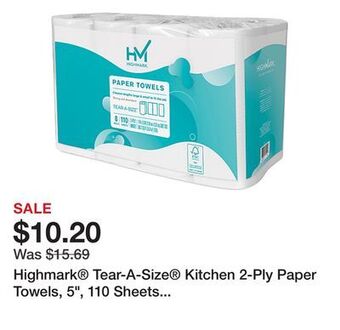 Office Depot Highmark® tear-a-size® kitchen 2-ply paper towels, 5, 110 sheets per roll, pack of 8 rolls offer