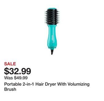 Belk Portable 2-in-1 hair dryer with volumizing brush offer